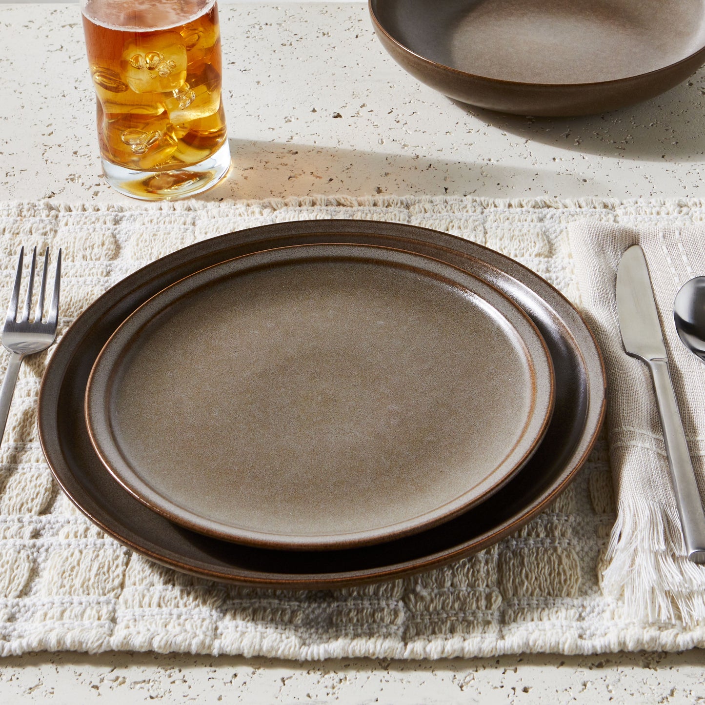Better Homes and Gardens Banks Brown 12-Piece Stoneware Dinnerware Set, Brown Plates and Bowls, Set for 4