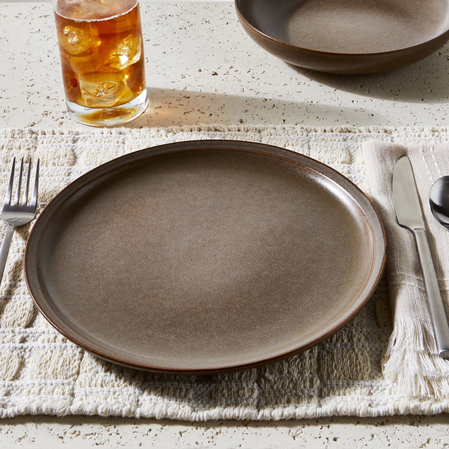 Better Homes and Gardens Banks Brown 12-Piece Stoneware Dinnerware Set, Brown Plates and Bowls, Set for 4